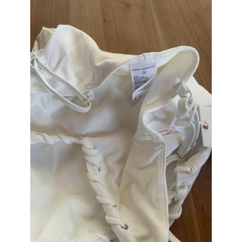 Good American $160 Small White Whip Stitch One-Piece Swimsuit Summer Beach - Picture 6 of 7